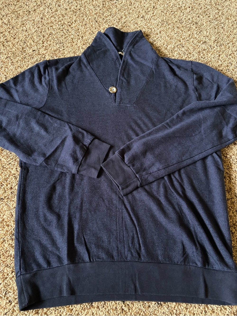 Marine Layer Men's Navy Zip-Button Mock Neck Sweater